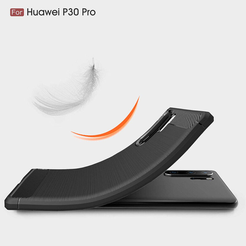 Husa Huawei P30 Pro Techsuit Carbon Silicone, negru