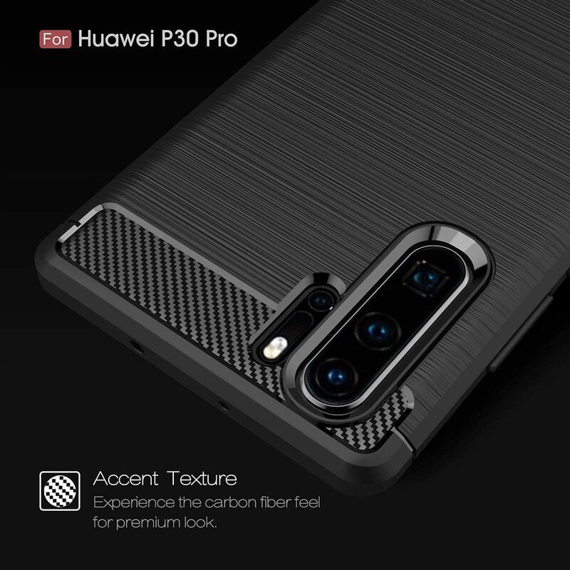 Husa Huawei P30 Pro Techsuit Carbon Silicone, negru