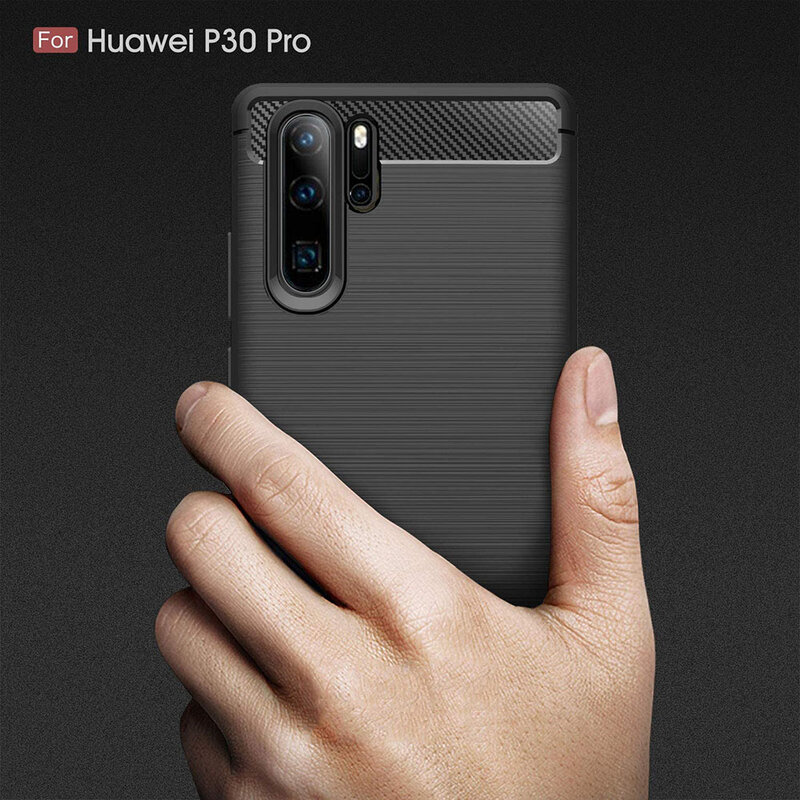 Husa Huawei P30 Pro Techsuit Carbon Silicone, negru