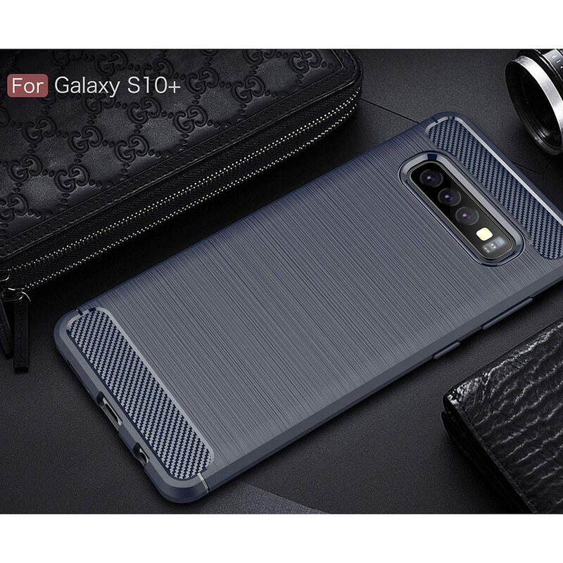 Husa Samsung Galaxy S10 Plus TPU Carbon Albastru