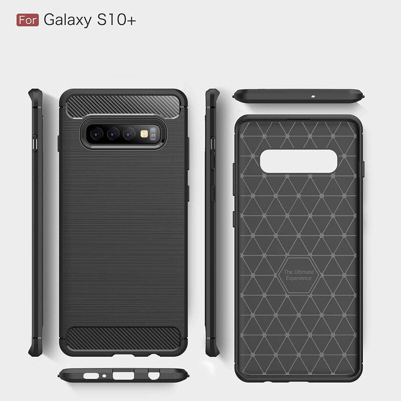 Husa Samsung Galaxy S10 Plus Techsuit Carbon Silicone, negru