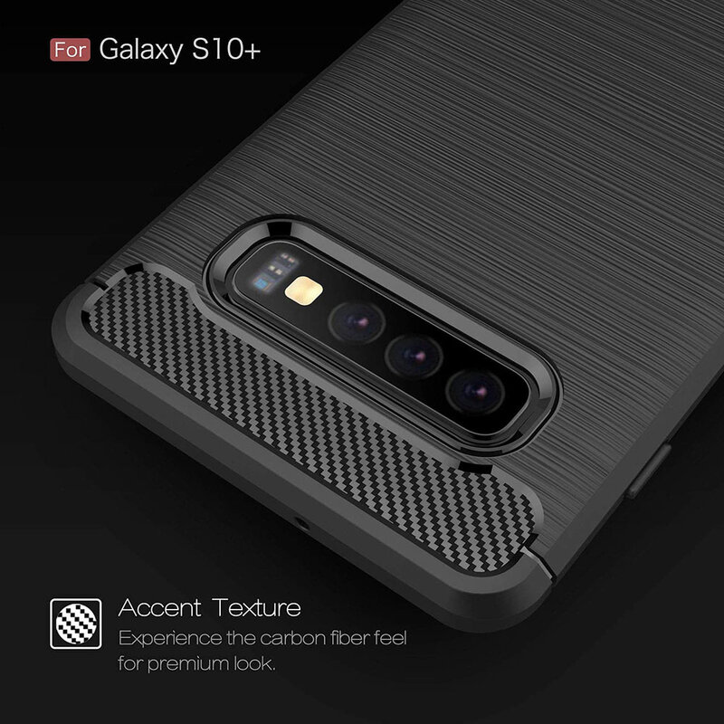 Husa Samsung Galaxy S10 Plus Techsuit Carbon Silicone, negru