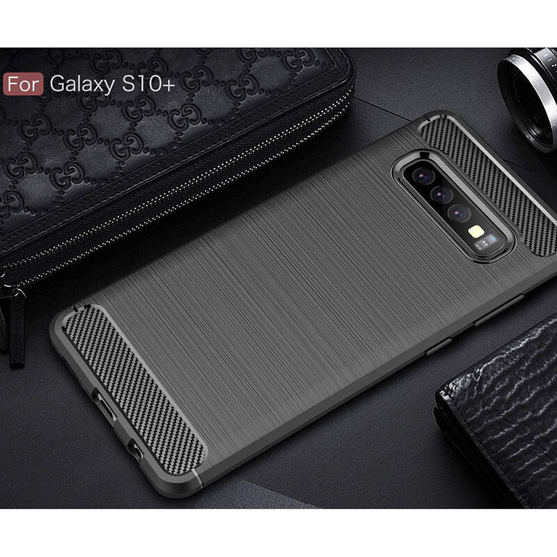 Husa Samsung Galaxy S10 Plus Techsuit Carbon Silicone, negru