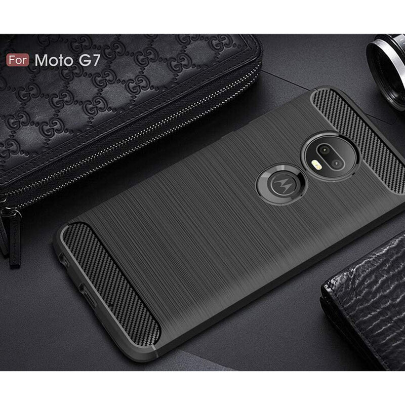 Husa Motorola Moto G7 Techsuit Carbon Silicone, negru