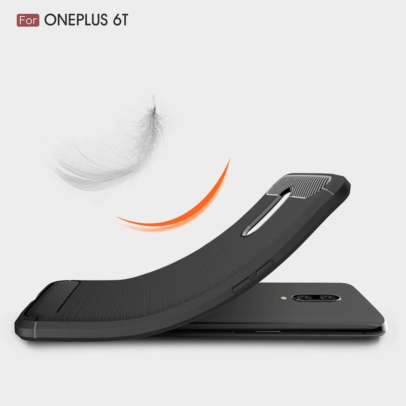 Husa OnePlus 6T TPU Carbon Albastru