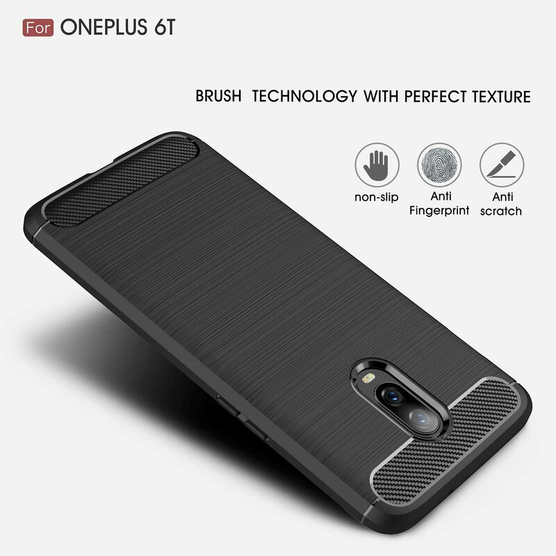 Husa OnePlus 6T TPU Carbon Albastru