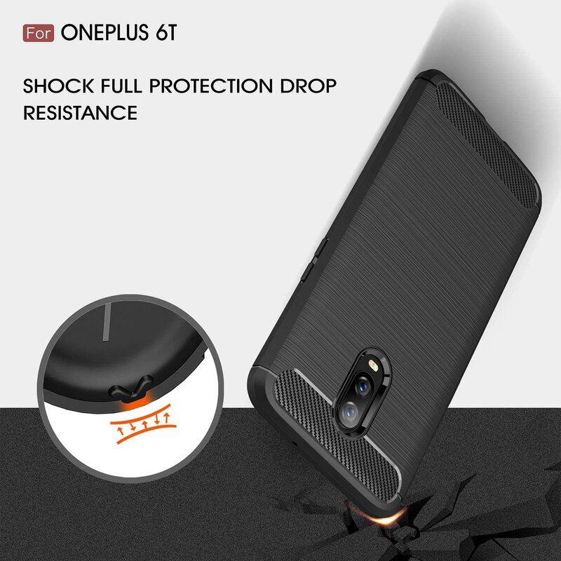Husa OnePlus 6T TPU Carbon Albastru