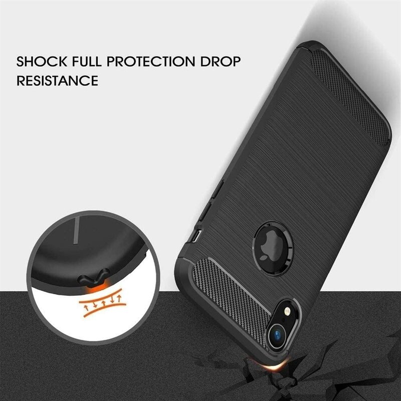 Husa iPhone XR Techsuit Carbon Silicone cu decupaj sigla, negru