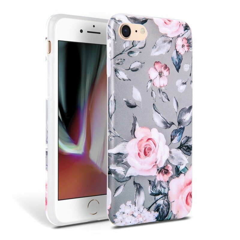 Husa iPhone 7 Tech-Protect Floral - Gri