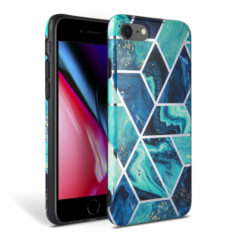 Husa iPhone SE 2, SE 2020 Tech-Protect Marble - Albastru