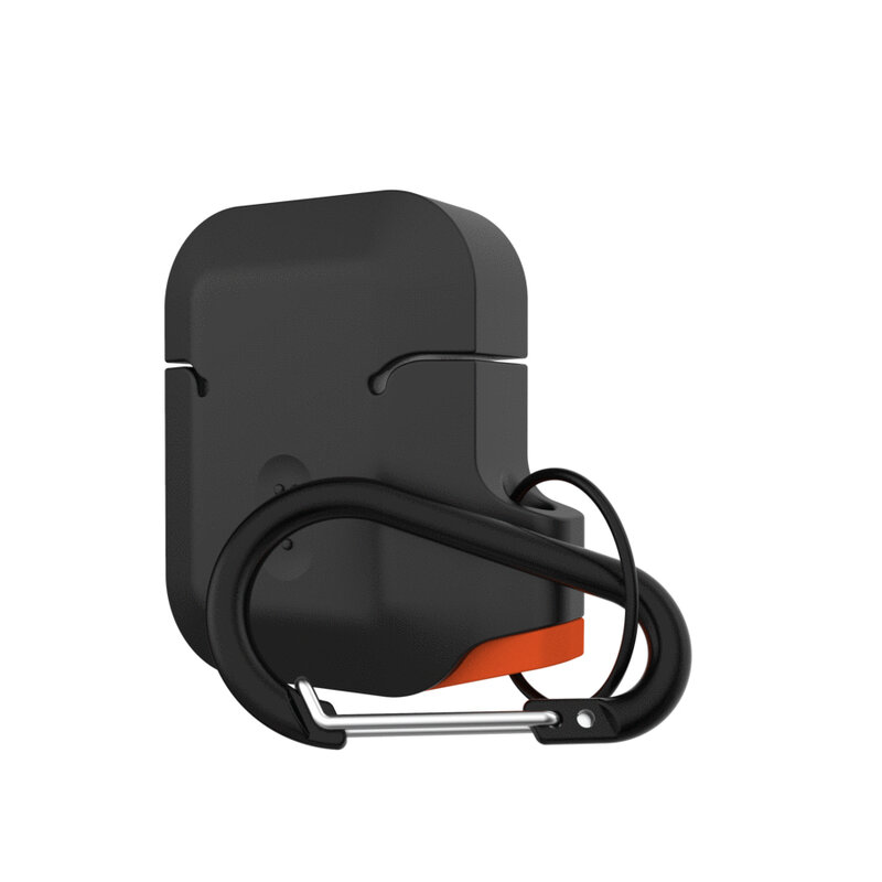 Husa Apple Airpods UAG Silicone Case Cu Holder Metalic Detasabil - Black/Orange