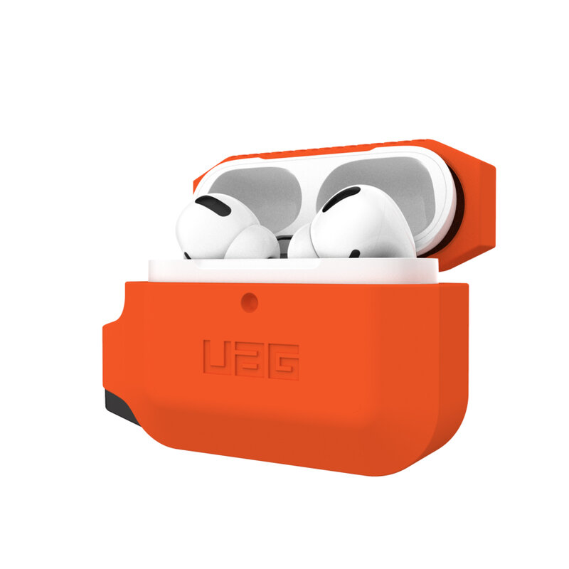 Husa Apple Airpods Pro UAG Silicone Case Cu Holder Metalic Detasabil - Orange/Black