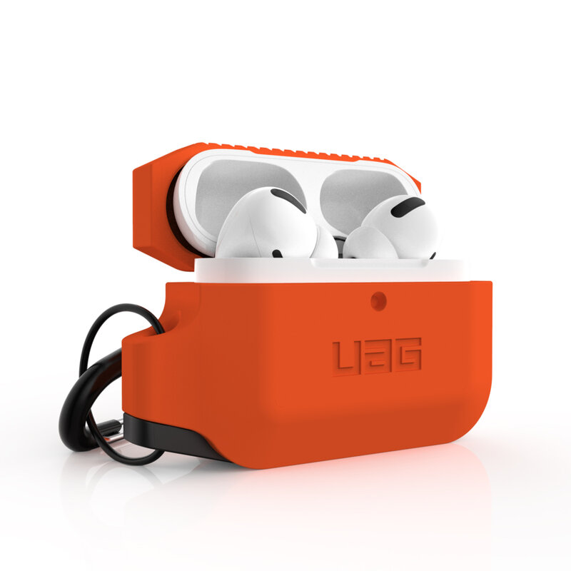 Husa Apple Airpods Pro UAG Silicone Case Cu Holder Metalic Detasabil - Orange/Black