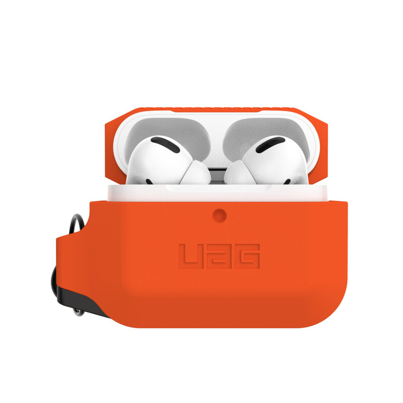 Husa Apple Airpods Pro UAG Silicone Case Cu Holder Metalic Detasabil - Orange/Black