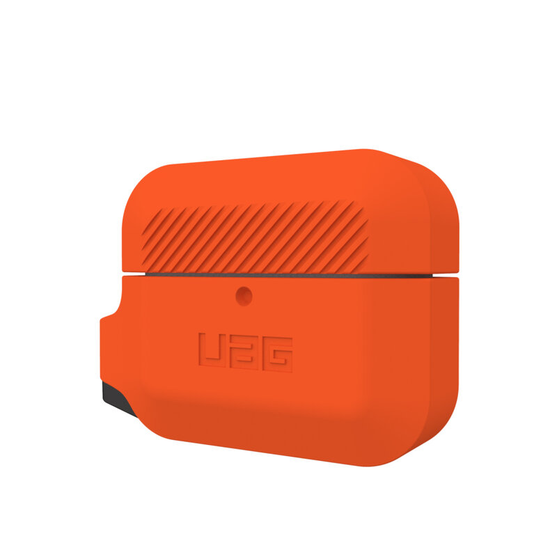 Husa Apple Airpods Pro UAG Silicone Case Cu Holder Metalic Detasabil - Orange/Black