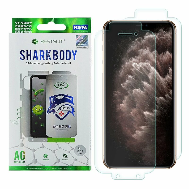 Folie iPhone 11 Pro Max Bestsuit Sharkbody Antibacterial Full Body 360° Self-Repair Film - Clear