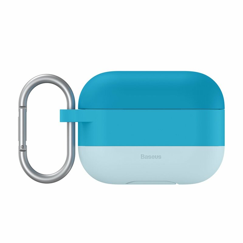 Husa Apple Airpods Pro Baseus Silicon Gel Protective Case Cu Holder Metalic - WIAPPOD-E03 - Albastru