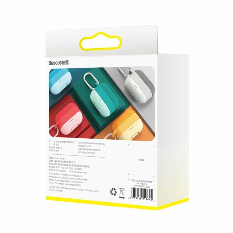 Husa Apple Airpods Pro Baseus Silicon Gel Protective Case Cu Holder Metalic - WIAPPOD-E04 - Roz