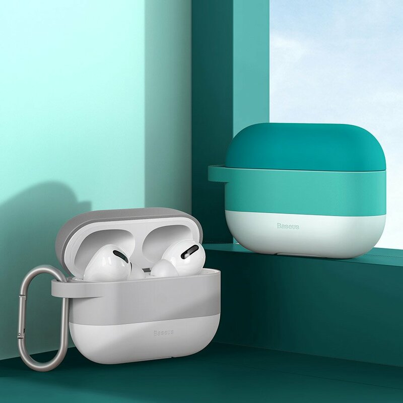 Husa Apple Airpods Pro Baseus Silicon Gel Protective Case Cu Holder Metalic - WIAPPOD-E04 - Roz