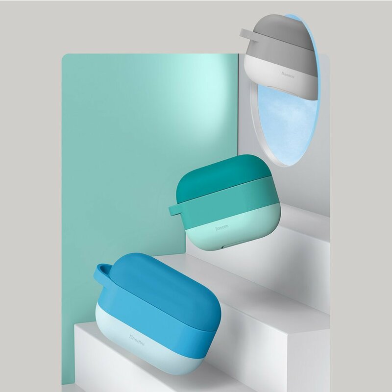 Husa Apple Airpods Pro Baseus Silicon Gel Protective Case Cu Holder Metalic - WIAPPOD-E04 - Roz