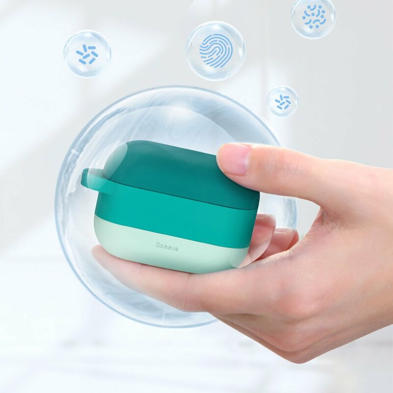 Husa Apple Airpods Pro Baseus Silicon Gel Protective Case Cu Holder Metalic - WIAPPOD-E04 - Roz