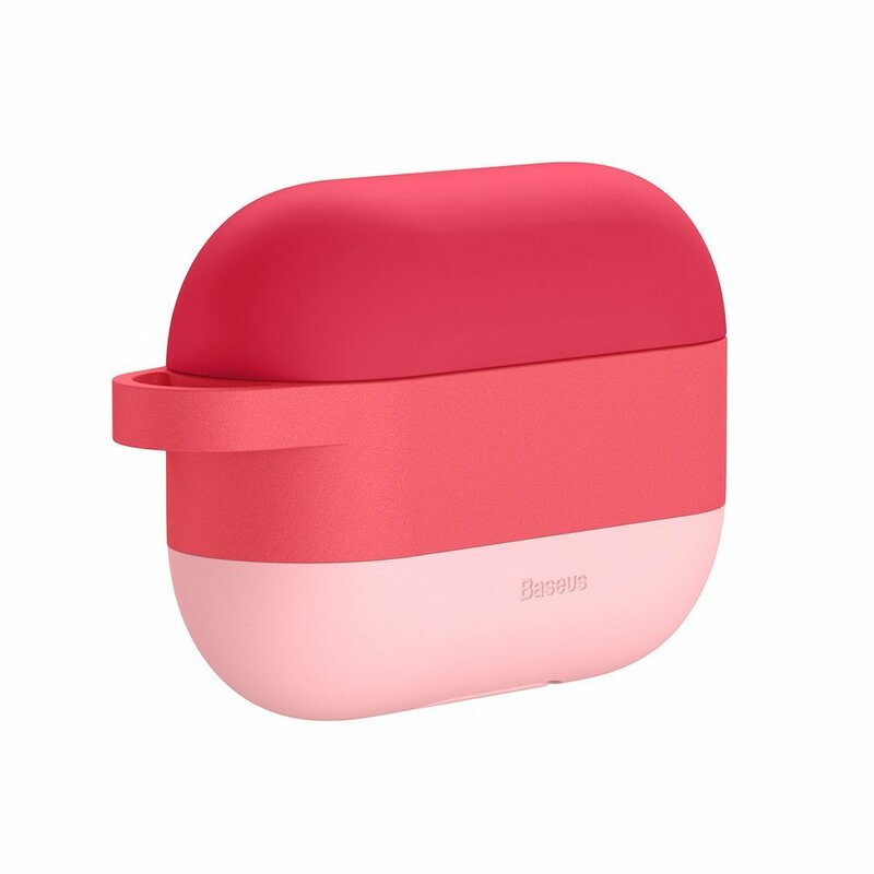 Husa Apple Airpods Pro Baseus Silicon Gel Protective Case Cu Holder Metalic - WIAPPOD-E04 - Roz