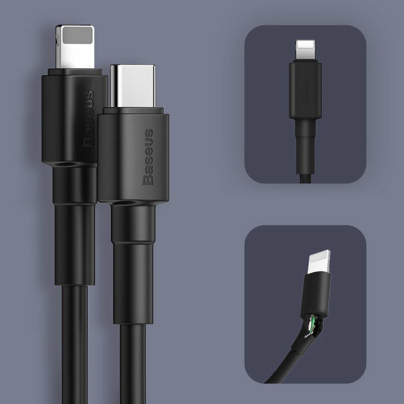 Incarcator Priza Baseus Speed Mini PD Single Type-C 18W + Cablu Incarcare Type-C/Lightning - TZCCFS-X01 - Negru