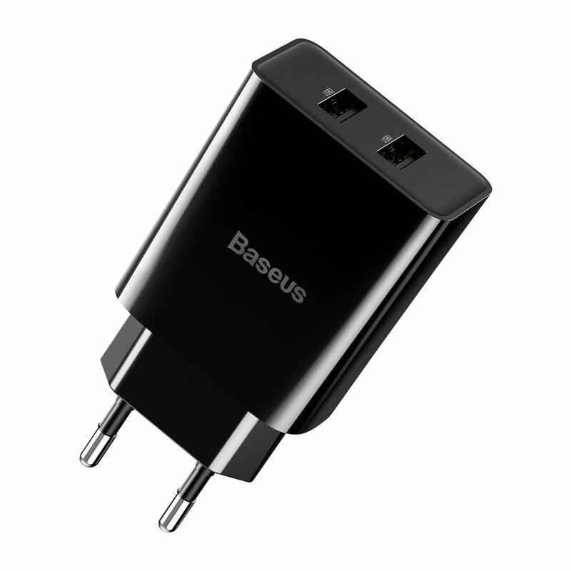 Incarcator Priza Baseus Speed Mini Dual U 2.1A 10.5W + Cablu De Incarcare USB/Lightning - TZCCFS-R01 - Negru