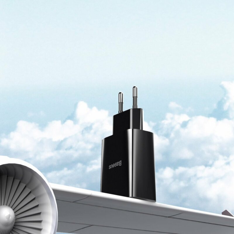Incarcator Priza Baseus Speed Mini Dual U 2.1A 10.5W + Cablu De Incarcare USB/Lightning - TZCCFS-R01 - Negru