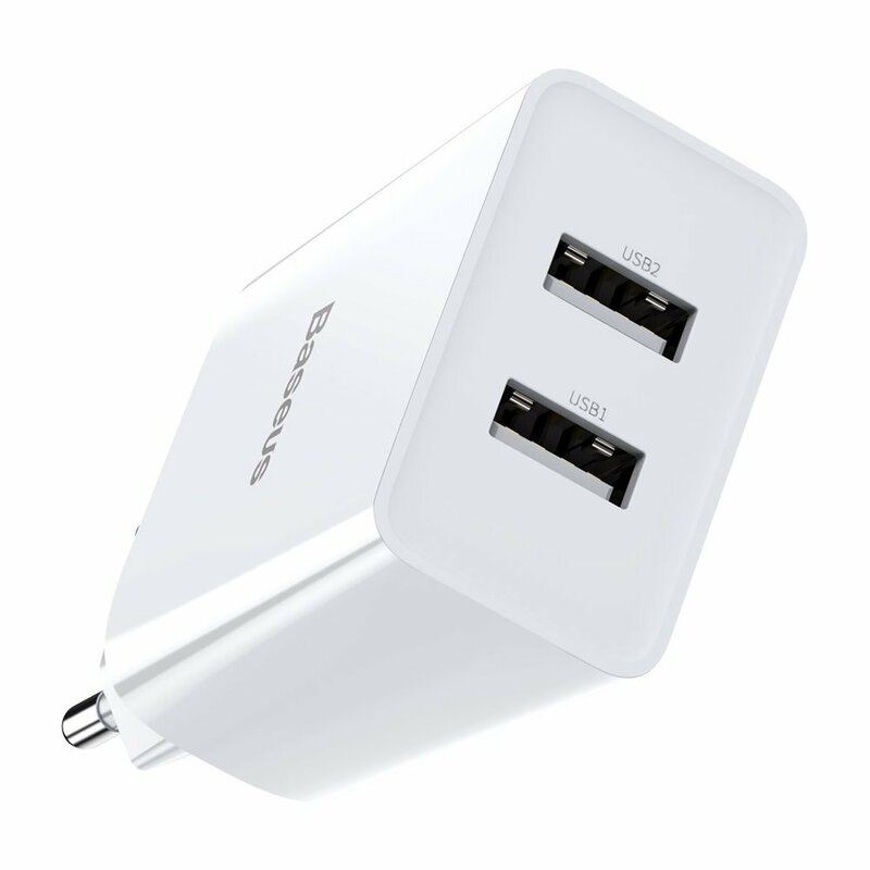 Incarcator Priza Baseus Speed Mini Dual U 2.1A 10.5W + Cablu De Incarcare USB/Lightning - TZCCFS-R02 - Alb