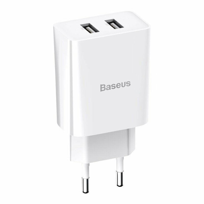 Incarcator Priza Baseus Speed Mini Dual U 2.1A 10.5W + Cablu De Incarcare USB/Lightning - TZCCFS-R02 - Alb