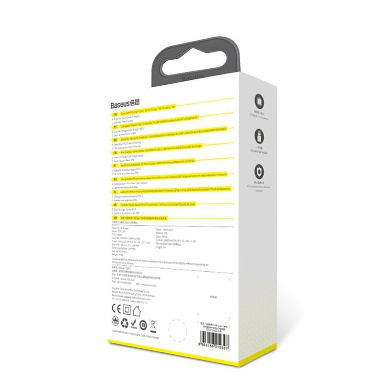 Incarcator Priza Baseus Speed Mini Dual U 2.1A 10.5W + Cablu De Incarcare USB/Lightning - TZCCFS-R02 - Alb