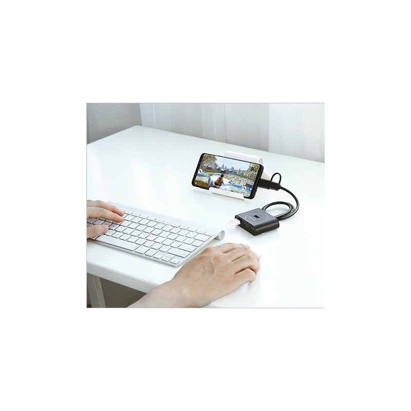 Hub USB Ugreen, 4x USB 3.0 OTG, 480Mbps, 0.5m, negru, 20290