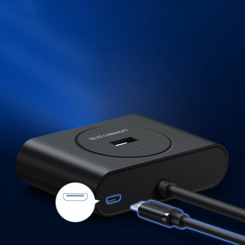 Hub USB Ugreen, 4x USB 3.0 OTG, 480Mbps, 0.5m, negru, 20290
