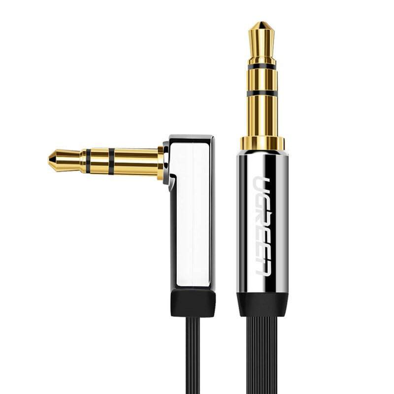 Cablu audio Ugreen Angled 90°, mini jack plat 3.5mm, 2m, argintiu, 10599