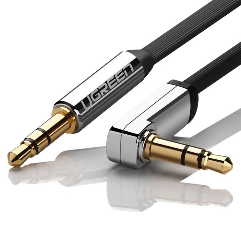 Cablu audio Ugreen Angled 90°, mini jack plat 3.5mm, 3m, argintiu, 10728