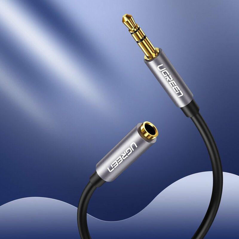 Cablu audio Ugreen, auxiliar 3,5 mm mini Jack, prelungitor 1m, argintiu, 10592