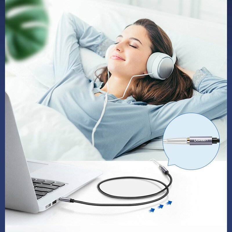 Cablu audio Ugreen, auxiliar mini Jack 3,5 mm, fir prelungitor 3m, argintiu, 10595