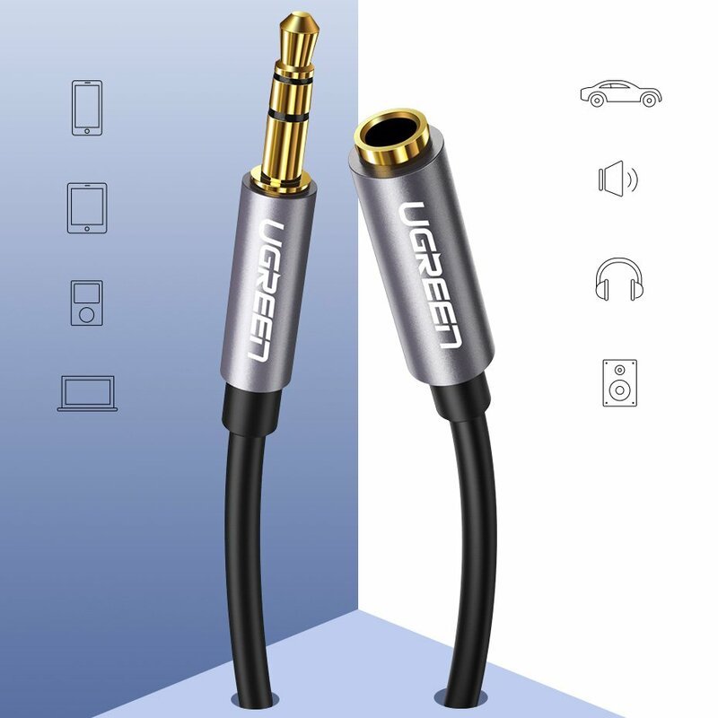 Cablu audio Ugreen, auxiliar mini Jack 3,5 mm, fir prelungitor 3m, argintiu, 10595