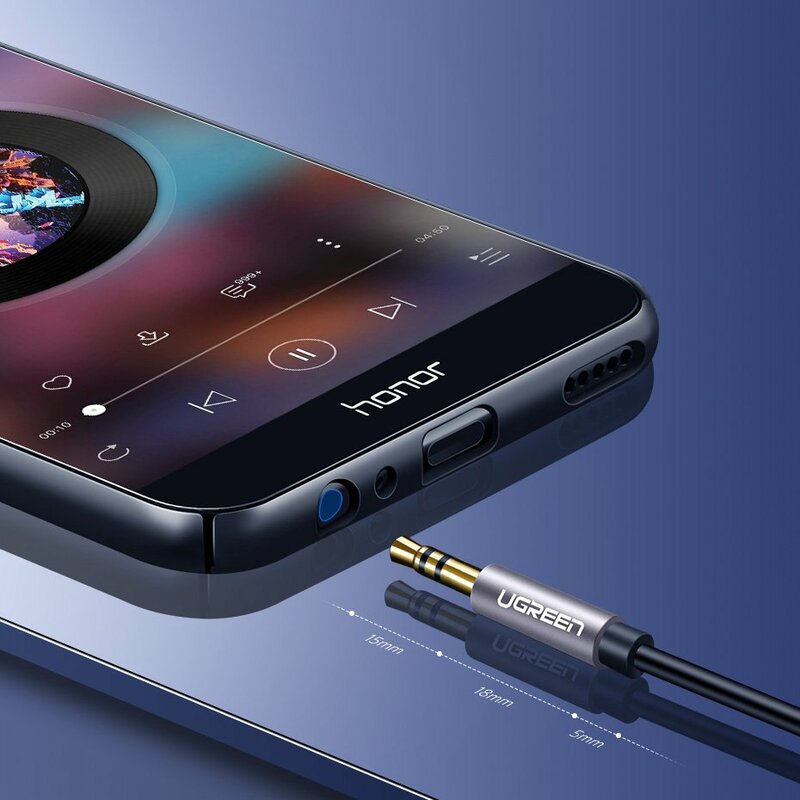 Cablu audio Ugreen, auxiliar mini Jack 3,5 mm, fir prelungitor 3m, argintiu, 10595