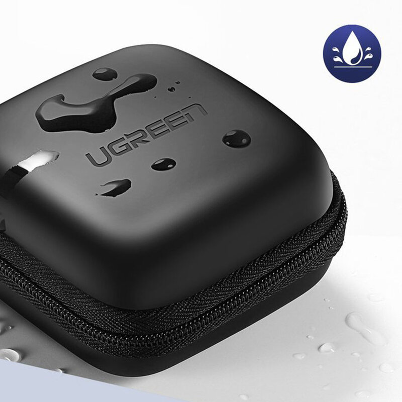 Husa pentru casti Ugreen, geanta Earbuds universala 8cm x 8cm, negru, 40816