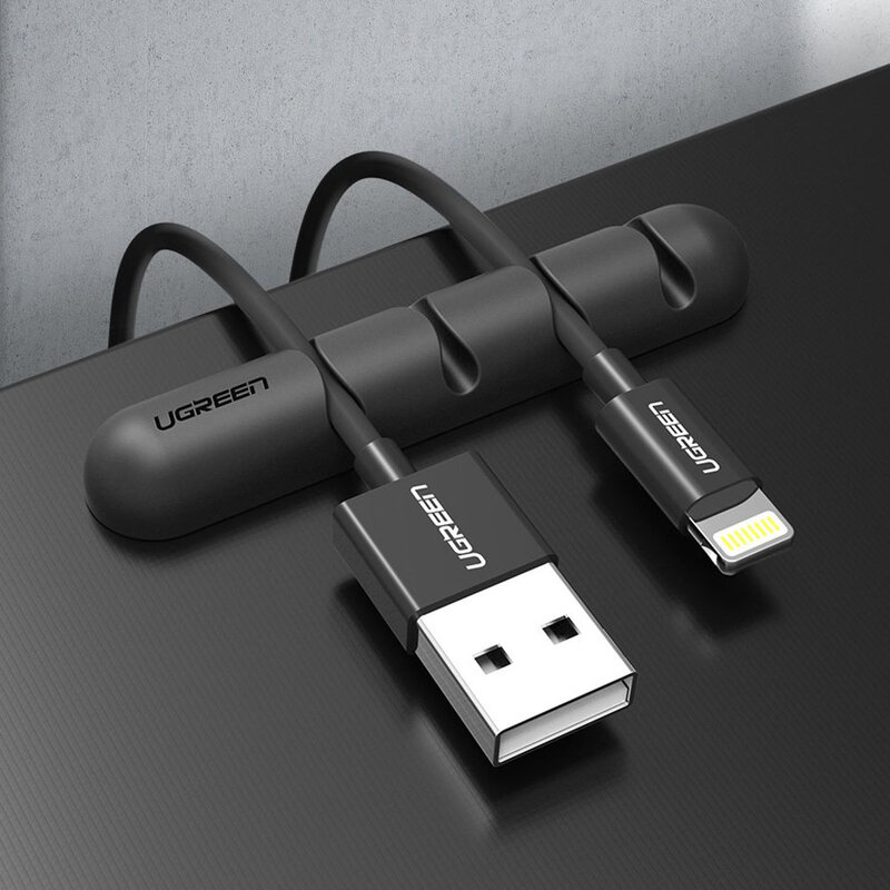 [Pachet 2x] Organizator cabluri Ugreen, 4 Clipsuri, negru, 30762
