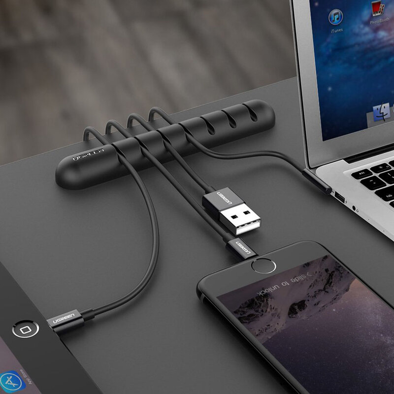 [Pachet 2x] Organizator cabluri Ugreen, 4 Clipsuri, negru, 30762