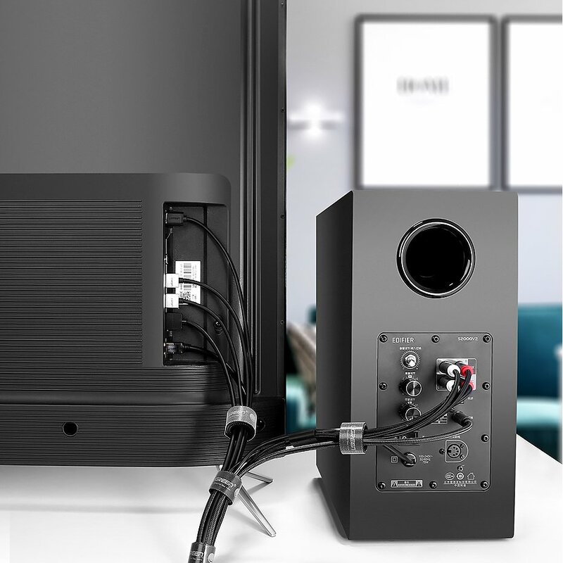 Organizator cabluri Ugreen, multifunctional, banda velcro, 2m, negru, 40354