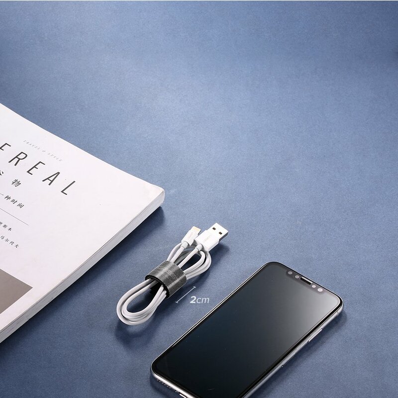 Organizator cabluri Ugreen, multifunctional, banda velcro, 2m, negru, 40354