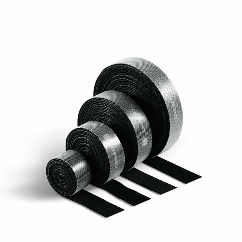 Organizator cabluri Ugreen, multifunctional, banda velcro, 2m, negru, 40354