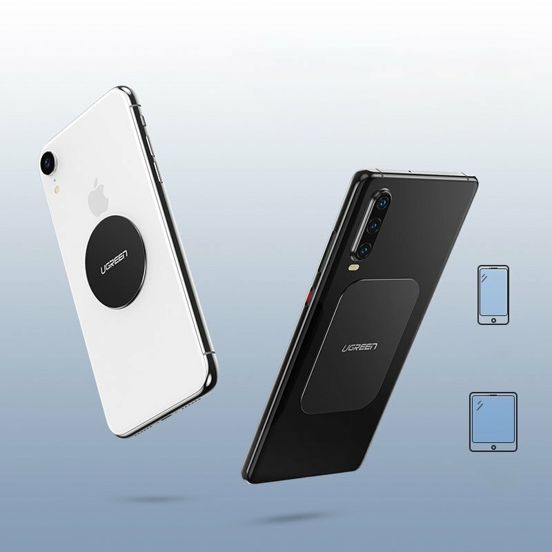 [Pachet 2x] Placa metalica autoadeziva Ugreen pentru suport magnetic, negru, 30836