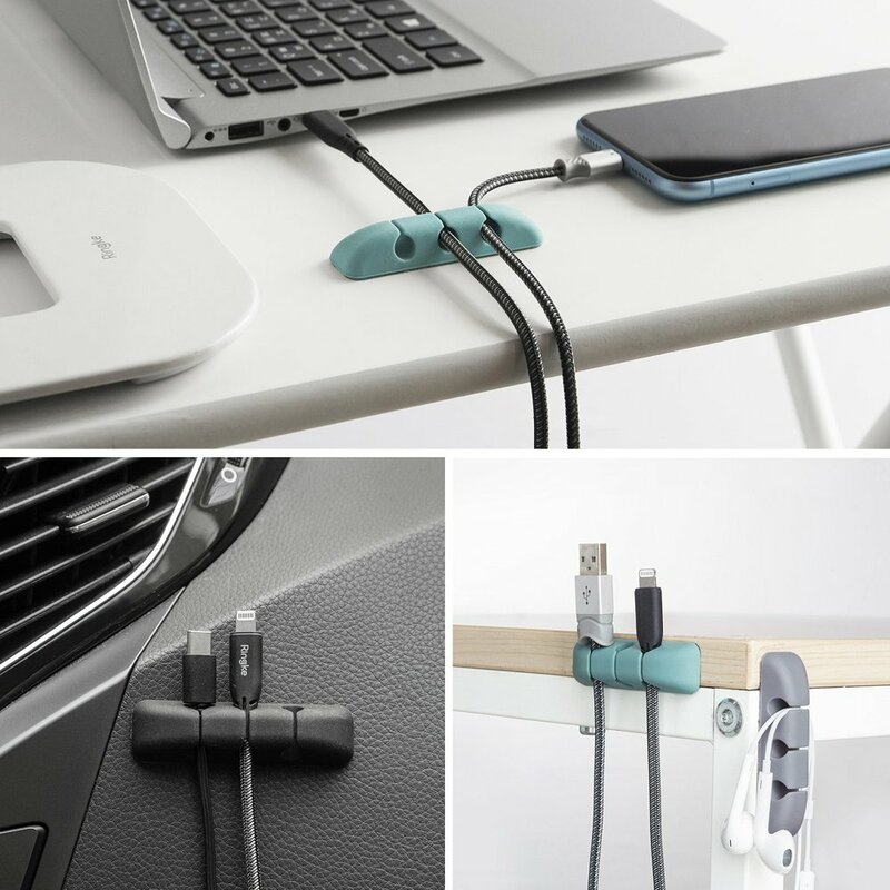 [Pachet 8x] Organizator cabluri Ringke Self-adhesive Clip Holder Pentru Birou Din Silicon - ACOR0003 - Multicolour