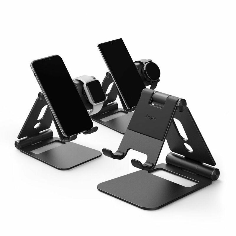 Suport Birou Ringke Super Folding Mobile Stand Foldable Telefon/Tableta/Samsung Galaxy Watch Active - Black