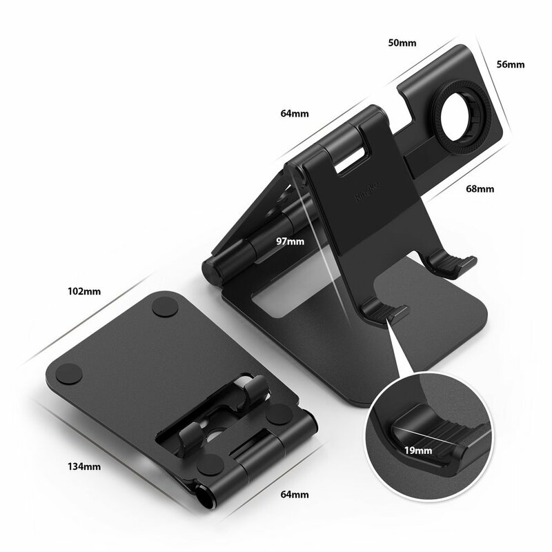 Suport Birou Ringke Super Folding Mobile Stand Foldable Pentru Telefon/Tableta/Apple Watch - Black